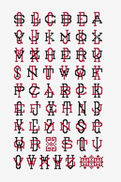 çapraz dikiş alfabe desenleri